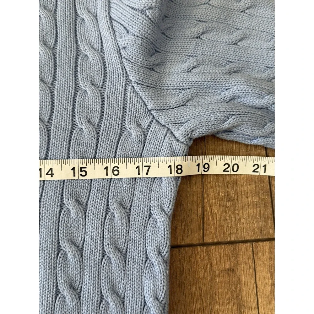 VTG Polo Ralph Lauren Sport Cable Knit Crew Neck Sweater XL/160 Blue Orange Pony - Picture 9 of 10